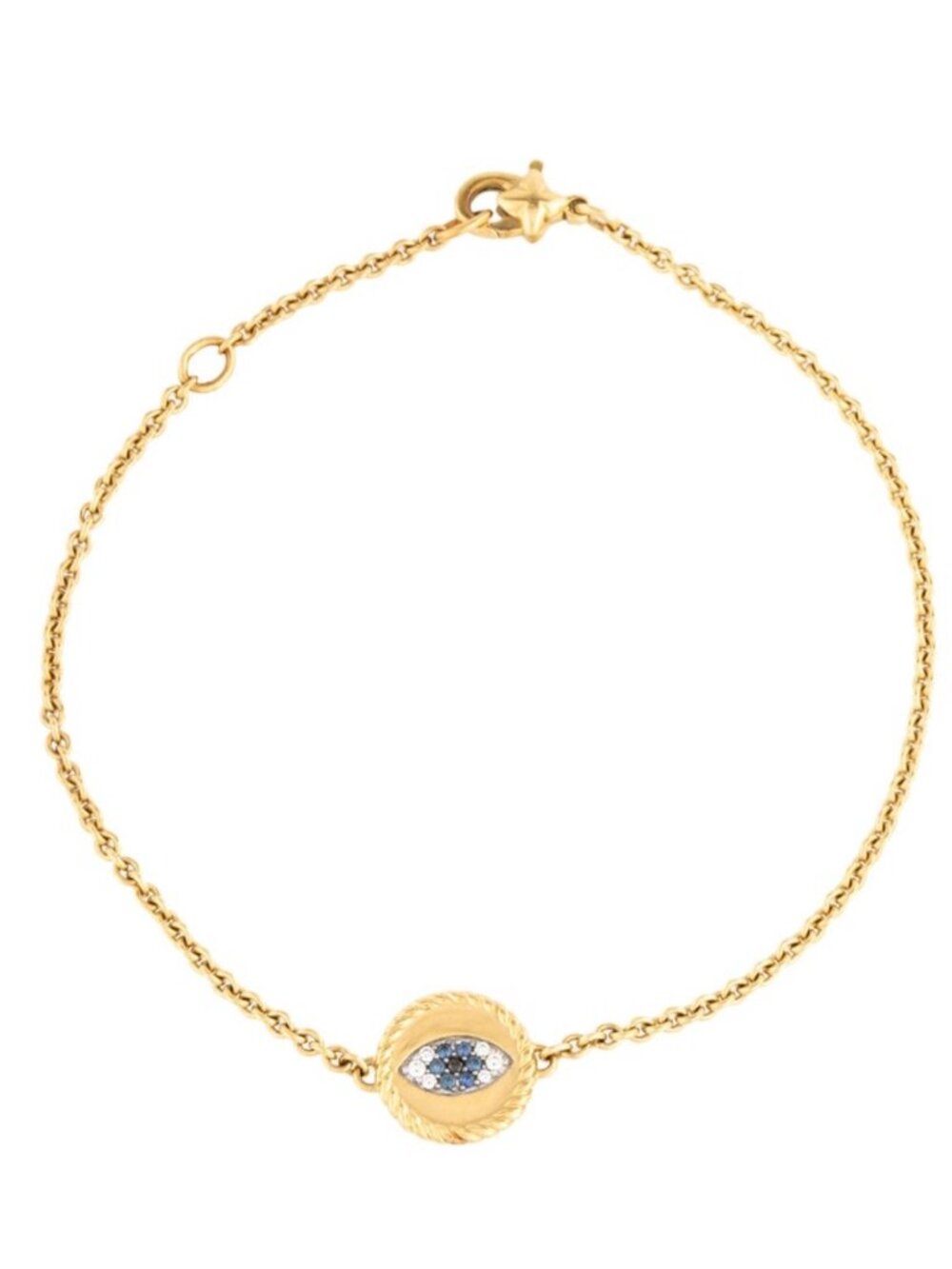 DAVID YURMAN 18K 750 YELLOW GOLD DIAMOND & SAPPHIRE EVIL EYE BRACELET